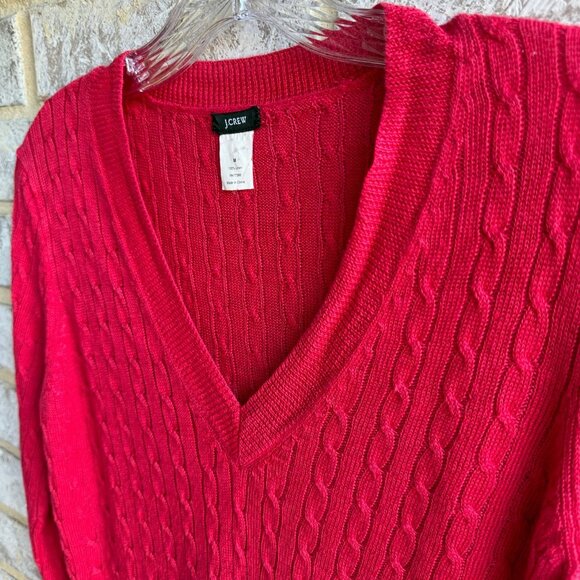 J. Crew 3/4 Sleeve Cable Knit V-Neck Linen Sweater Women's Size M - Picture 4 of 6